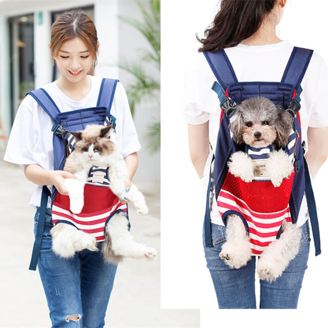 Pets Striped Canvas Carrier Backpack
