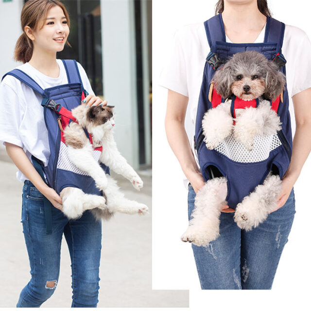 Pets Striped Canvas Carrier Backpack
