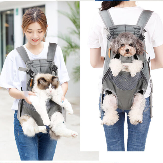 Pets Striped Canvas Carrier Backpack