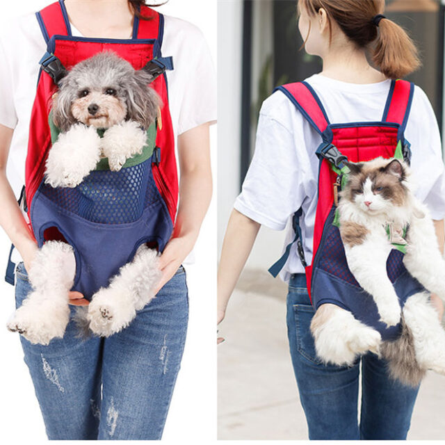 Pets Striped Canvas Carrier Backpack