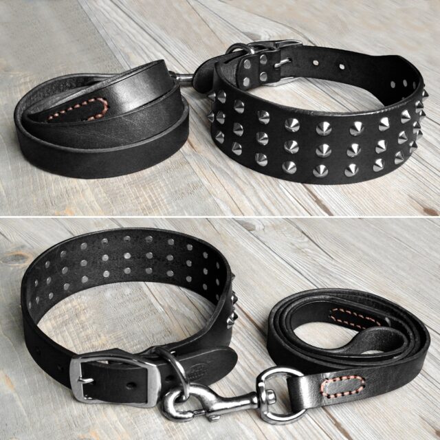 Cool Studded Genuine Leather Dog Collars