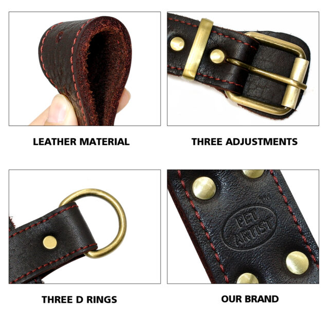Adjustable Genuine Leather Dog’s Harness